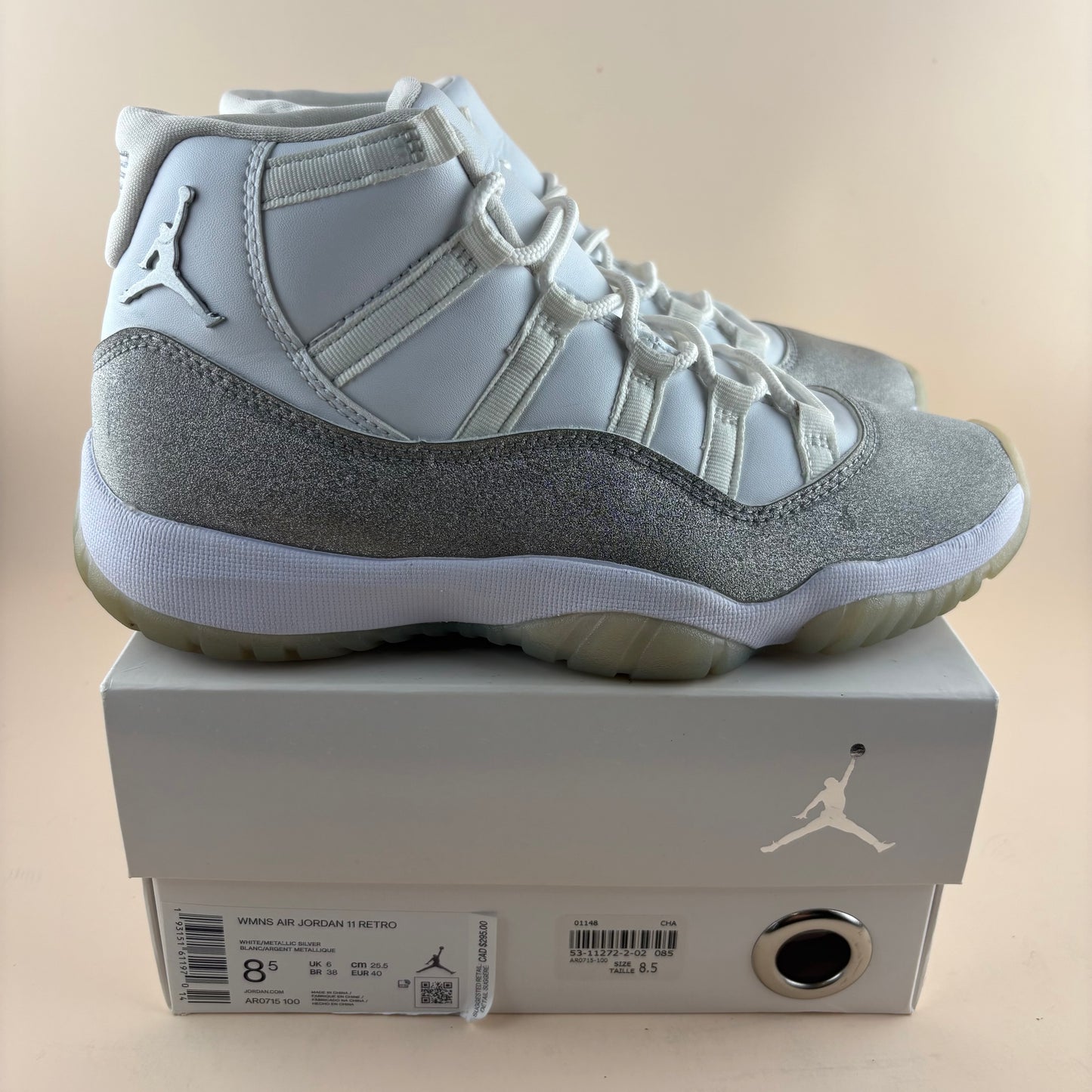 Jordan 11 Retro White Metallic Silver W (Pre-owned)
