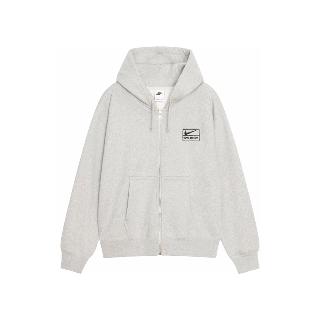 Stussy x Nike Fleece Zip Hoodie Grey Heather SS24