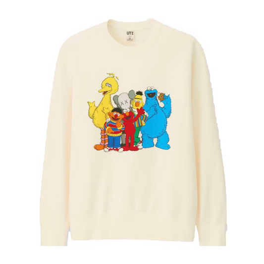 KAWS x Uniqlo x Sesame Street Group #2 Sweatshirt Natural